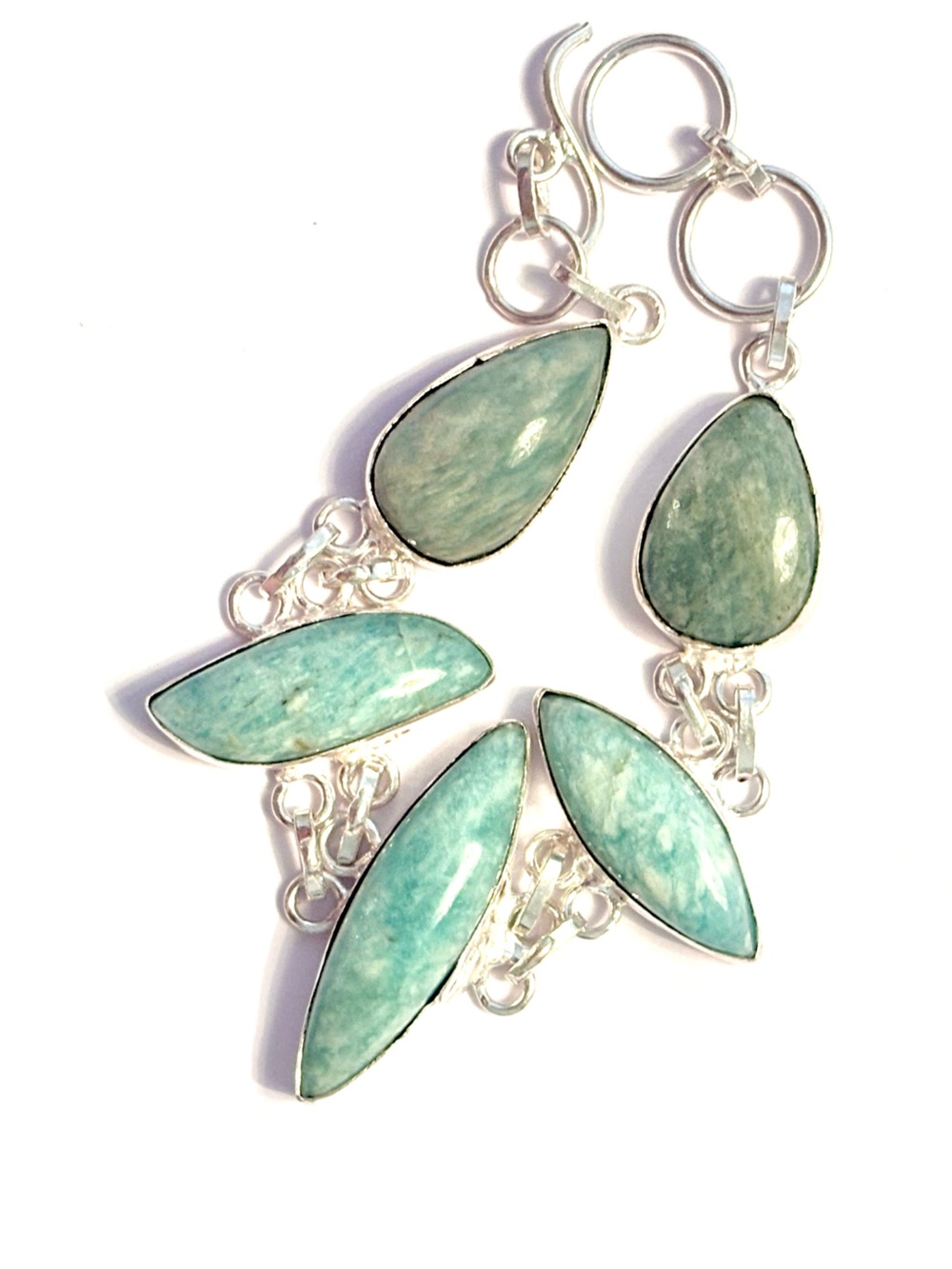 Beautiful, 5 stone, 925 marked, Amazonite bracelet, size 7 1/2–8